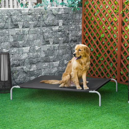 Elevated Pet Bed for Dogs Cats Breathable Pet Bed 130x90x20 cm for Sleeping Relaxing with Steel Frame for Indoor Outdoor Black