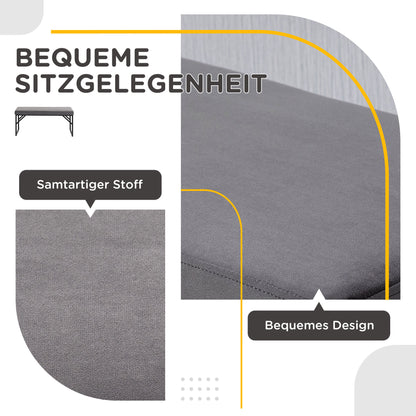 Bench Upholstered with Velvet Look, Bed Bench with Steel Legs, Shoe Bench for Bedroom, Living Room, Hallway 100 x 35 x 47 cm Dark Grey