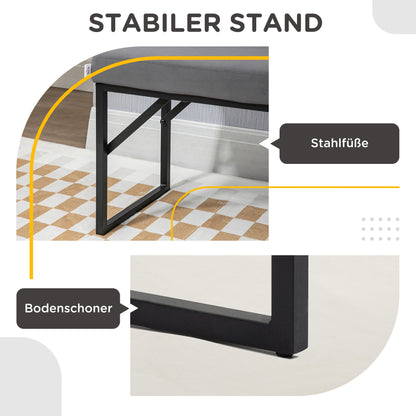 Bench Upholstered with Velvet Look, Bed Bench with Steel Legs, Shoe Bench for Bedroom, Living Room, Hallway 100 x 35 x 47 cm Dark Grey