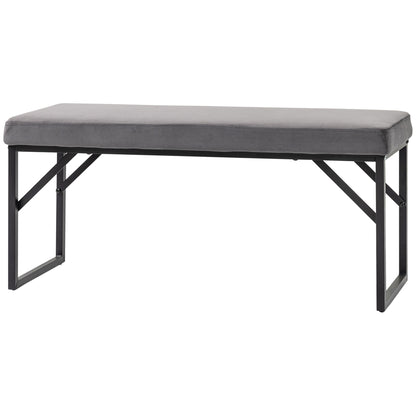 Bench Upholstered with Velvet Look, Bed Bench with Steel Legs, Shoe Bench for Bedroom, Living Room, Hallway 100 x 35 x 47 cm Dark Grey