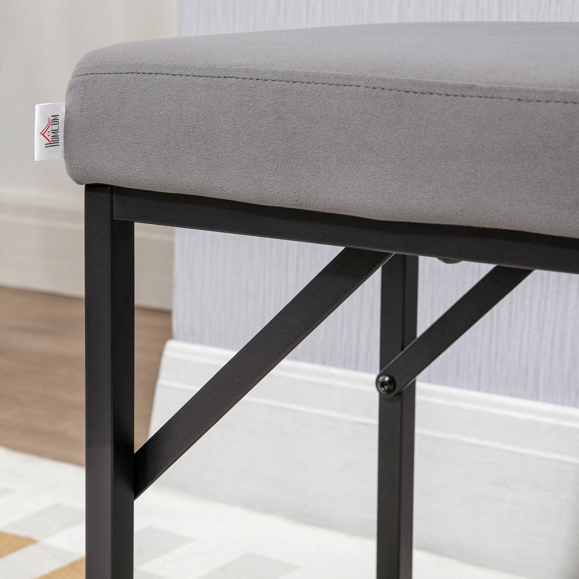 Bench Upholstered with Velvet Look, Bed Bench with Steel Legs, Shoe Bench for Bedroom, Living Room, Hallway 100 x 35 x 47 cm Dark Grey
