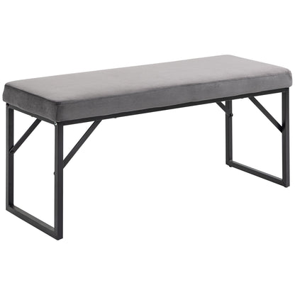 Bench Upholstered with Velvet Look, Bed Bench with Steel Legs, Shoe Bench for Bedroom, Living Room, Hallway 100 x 35 x 47 cm Dark Grey