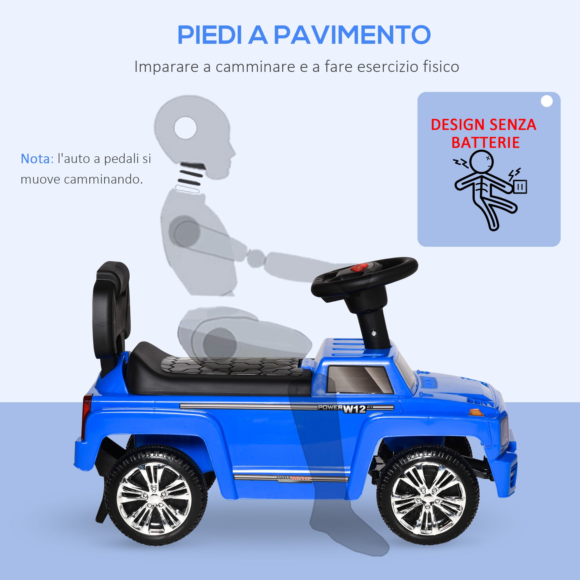 Off-Road Ride-On Toy Car for Children, Kids Car with Lights and Music, Age 18-36 Months, 68x30.5x41.5cm, Blue