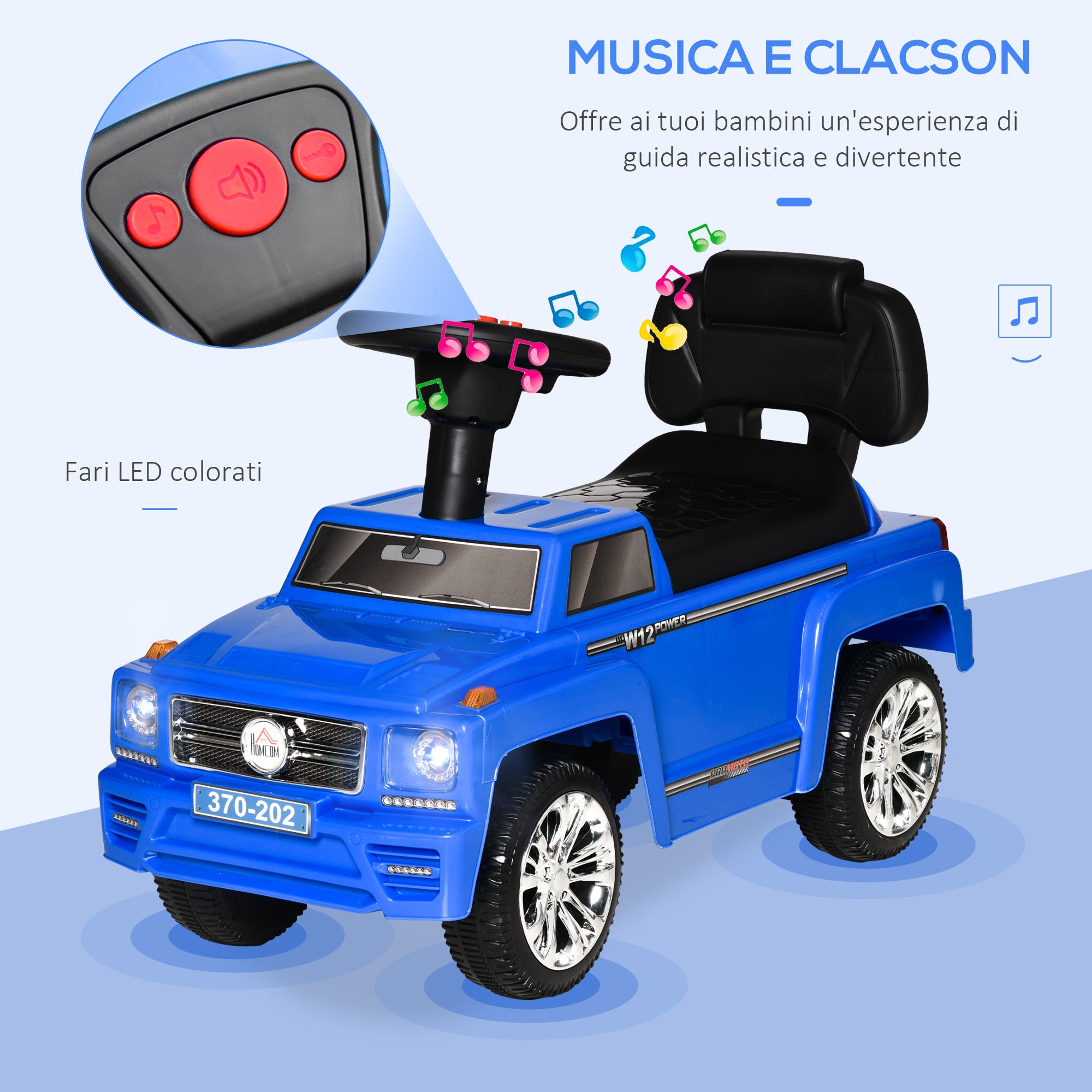 Off-Road Ride-On Toy Car for Children, Kids Car with Lights and Music, Age 18-36 Months, 68x30.5x41.5cm, Blue