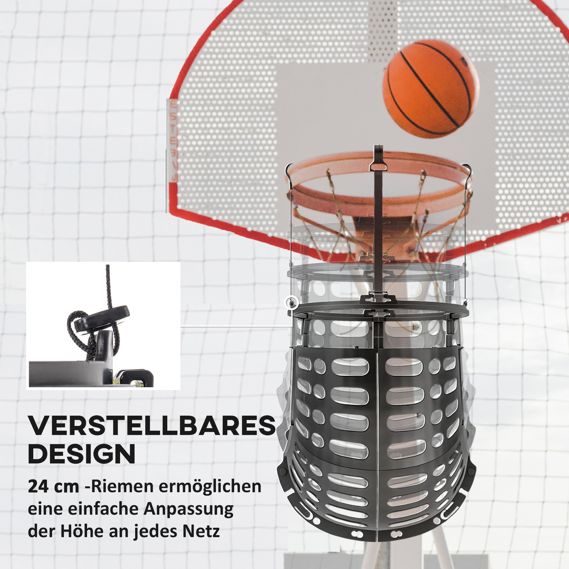 SPORTNOW Basketball Rebounder, 360° Rotatable Basketball Return Attachment, Basketball Return System for Shooting Drills, with Rebound Ramp, Indoor-Outdoor, Black
