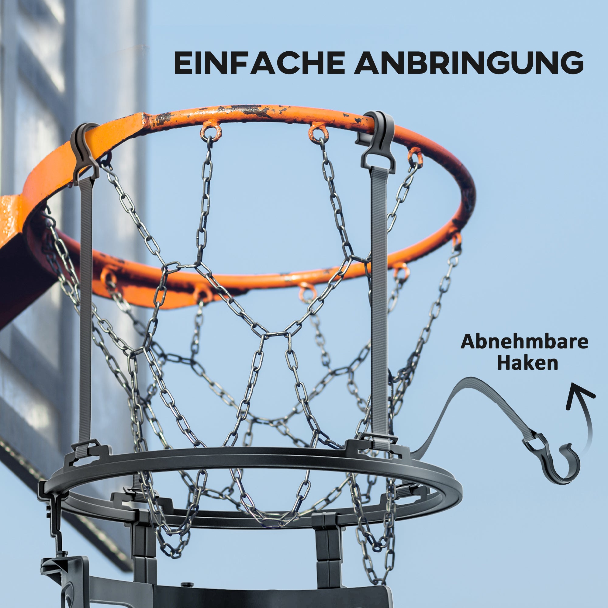 SPORTNOW Basketball Rebounder, 360° Rotatable Basketball Return Attachment, Basketball Return System for Shooting Drills, with Rebound Ramp, Indoor-Outdoor, Black