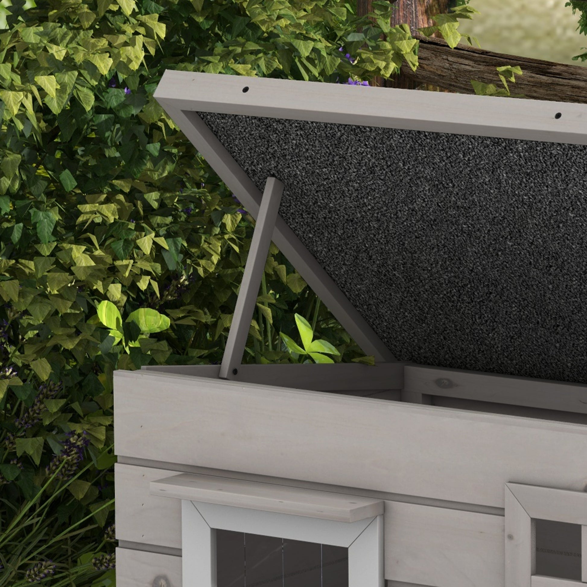 Cat House Cat Shelter with Asphalt Roof Cat Cave Pet House with Window for Cats Dogs Outdoor Winterproof Pine Gray Black 87 x 52 x 44 cm