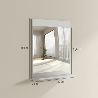 Bathroom Mirror Wall Mirror with Open Shelf for Entryway Hallway 50x12x60 cm White