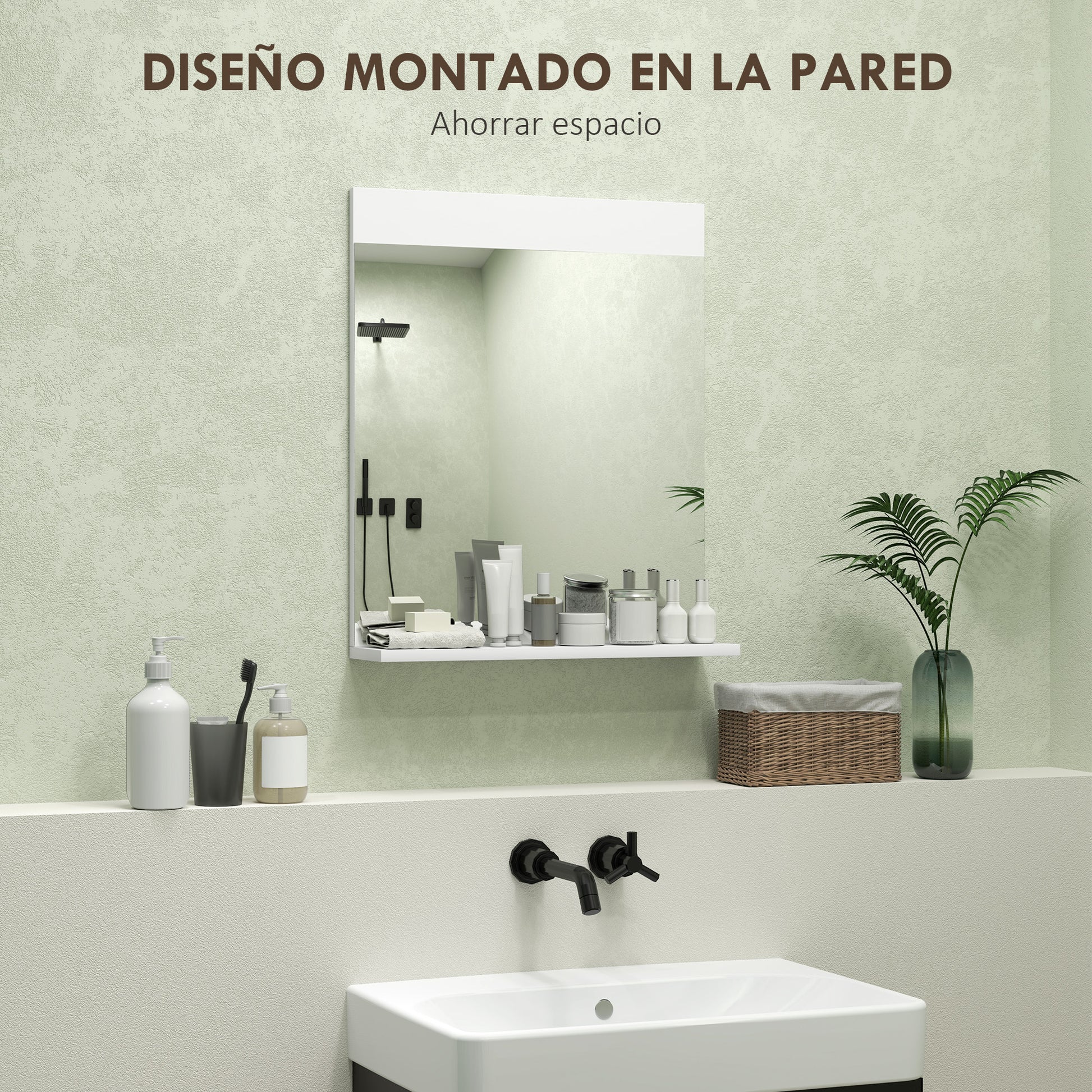 Bathroom Mirror Wall Mirror with Open Shelf for Entryway Hallway 50x12x60 cm White