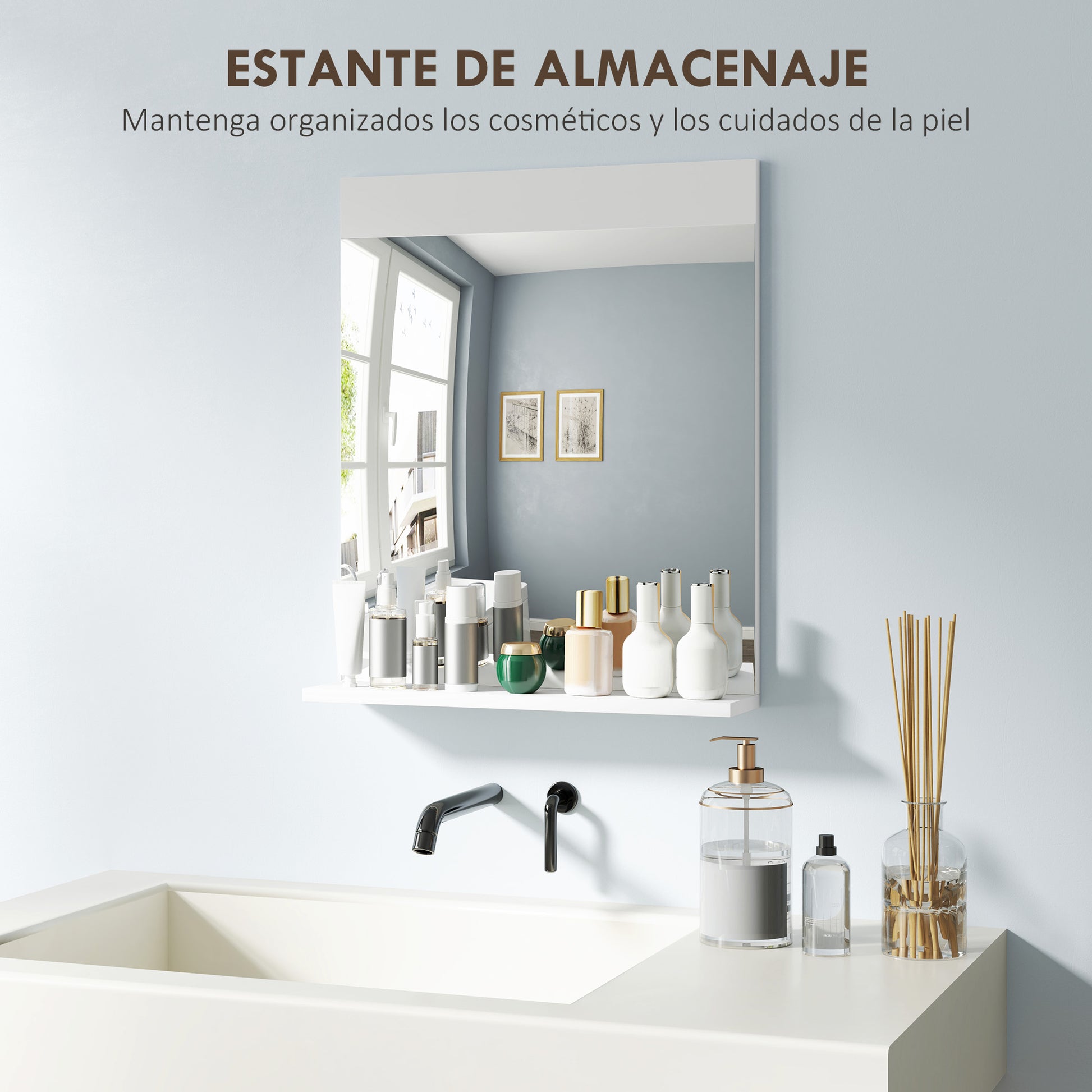 Bathroom Mirror Wall Mirror with Open Shelf for Entryway Hallway 50x12x60 cm White
