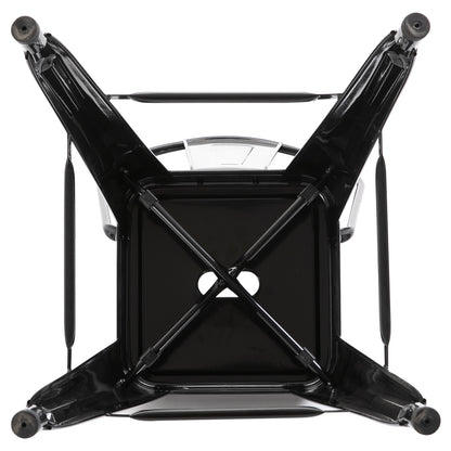 Set of 4 Stackable Bar Stools Industrial Bar Chair with Backrest Footrest Seating Height 76 cm Black Metal