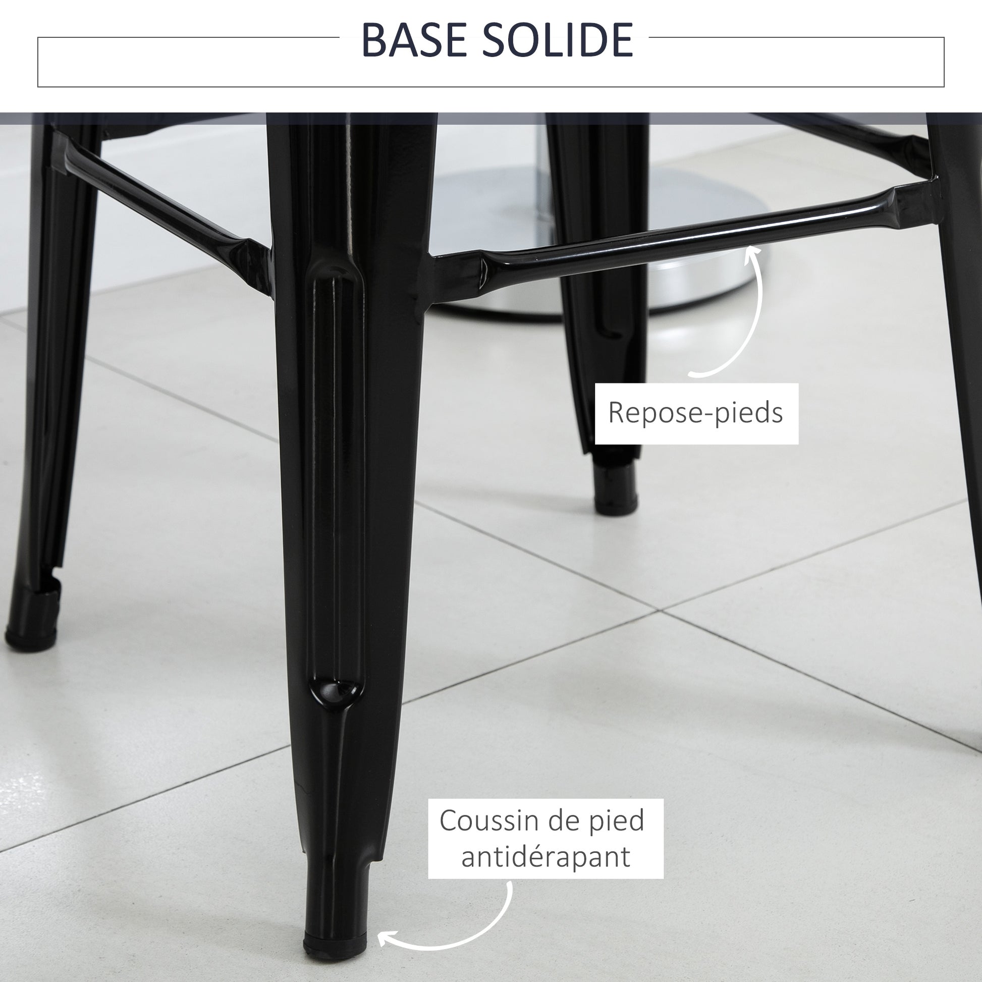 Set of 4 Stackable Bar Stools Industrial Bar Chair with Backrest Footrest Seating Height 76 cm Black Metal