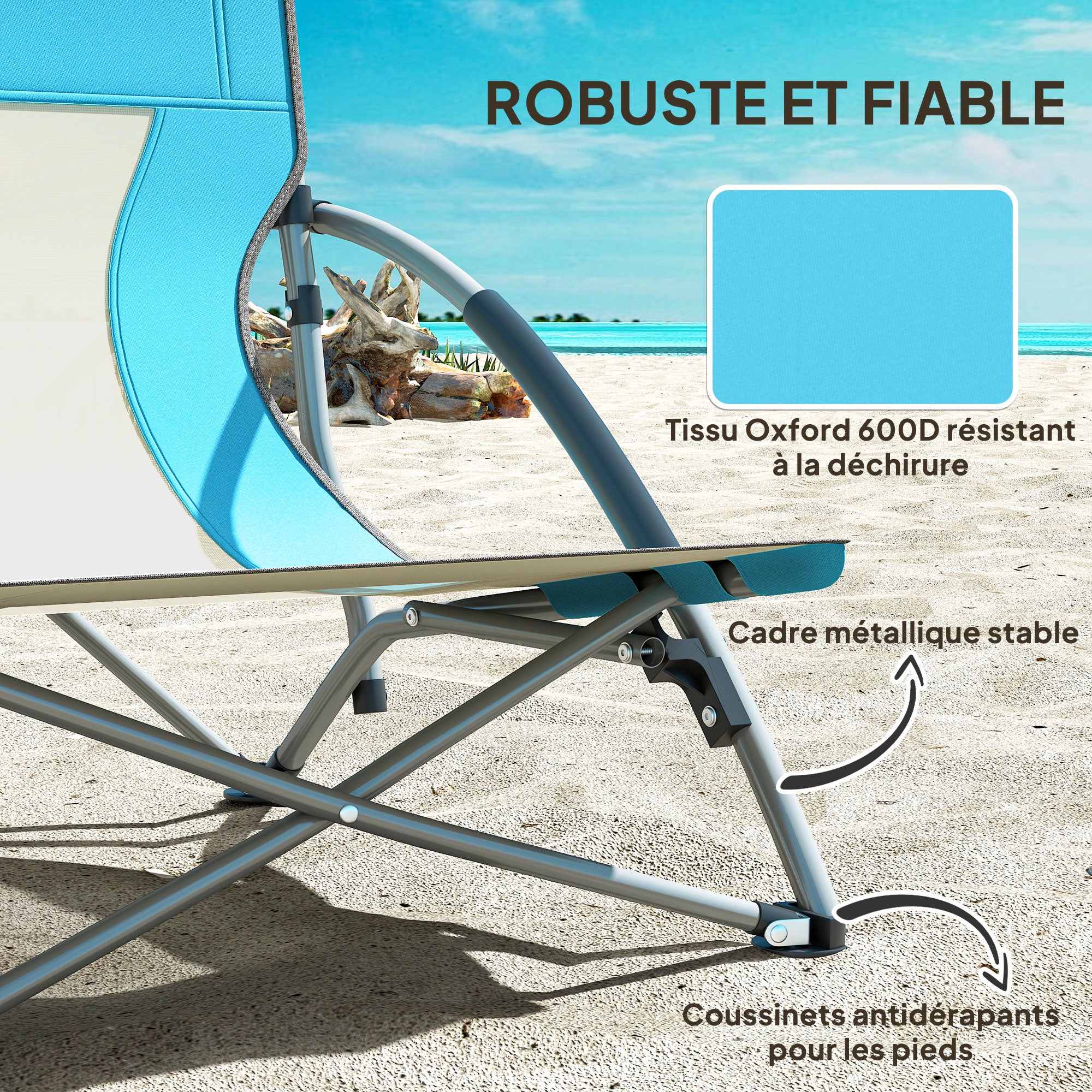 Folding Beach Chair, Lightweight Camping Chair 2.2 kg, with Mesh Backrest, Carrying Bag, and Cup Holder for Garden, Picnic, Festival, Travel, Blue
