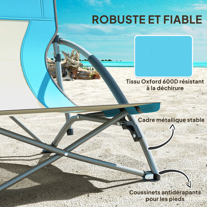 Folding Beach Chair, Lightweight Camping Chair 2.2 kg, with Mesh Backrest, Carrying Bag, and Cup Holder for Garden, Picnic, Festival, Travel, Blue