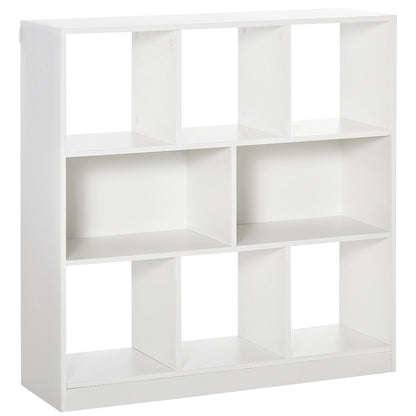 Bookcase Shelf with 8 Compartments Display Shelf Modern Bookcase for Living Room Bedroom Office 97.5x30x100 cm White