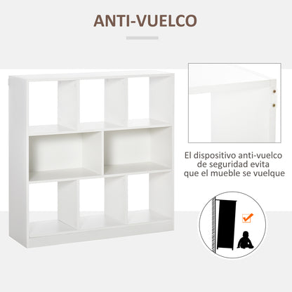 Bookcase Shelf with 8 Compartments Display Shelf Modern Bookcase for Living Room Bedroom Office 97.5x30x100 cm White