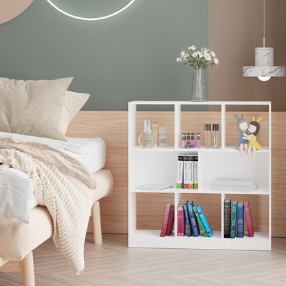 Bookcase Shelf with 8 Compartments Display Shelf Modern Bookcase for Living Room Bedroom Office 97.5x30x100 cm White