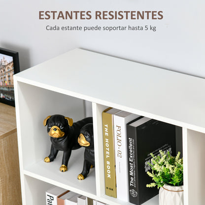 Bookcase Shelf with 8 Compartments Display Shelf Modern Bookcase for Living Room Bedroom Office 97.5x30x100 cm White