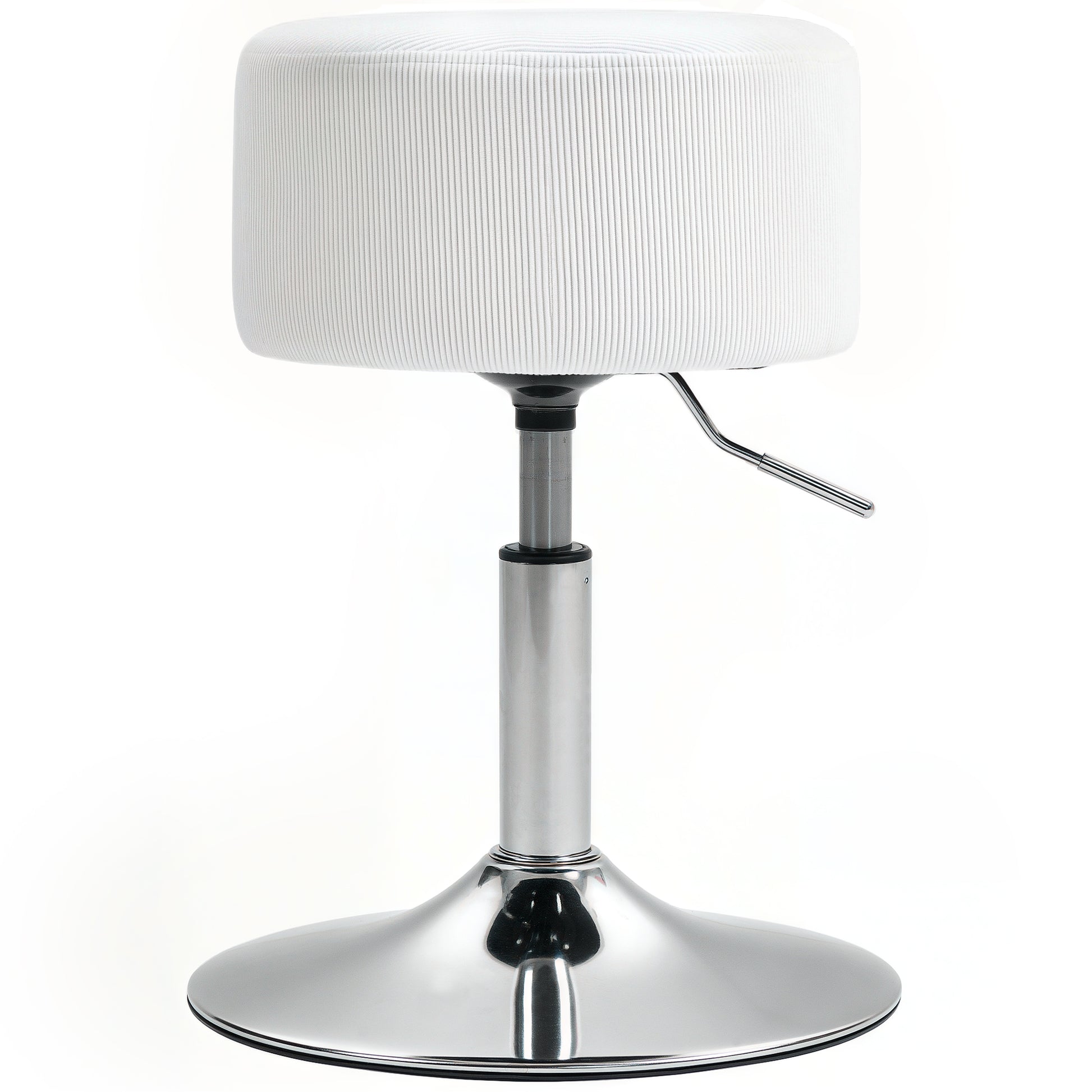 Bar Stool, Padded Bar Chair with Metal Frame, Cord Look, Height Adjustable Kitchen Stool with Footrest 360° Swivel Barstool for Kitchen, Living Room, Dining Room White