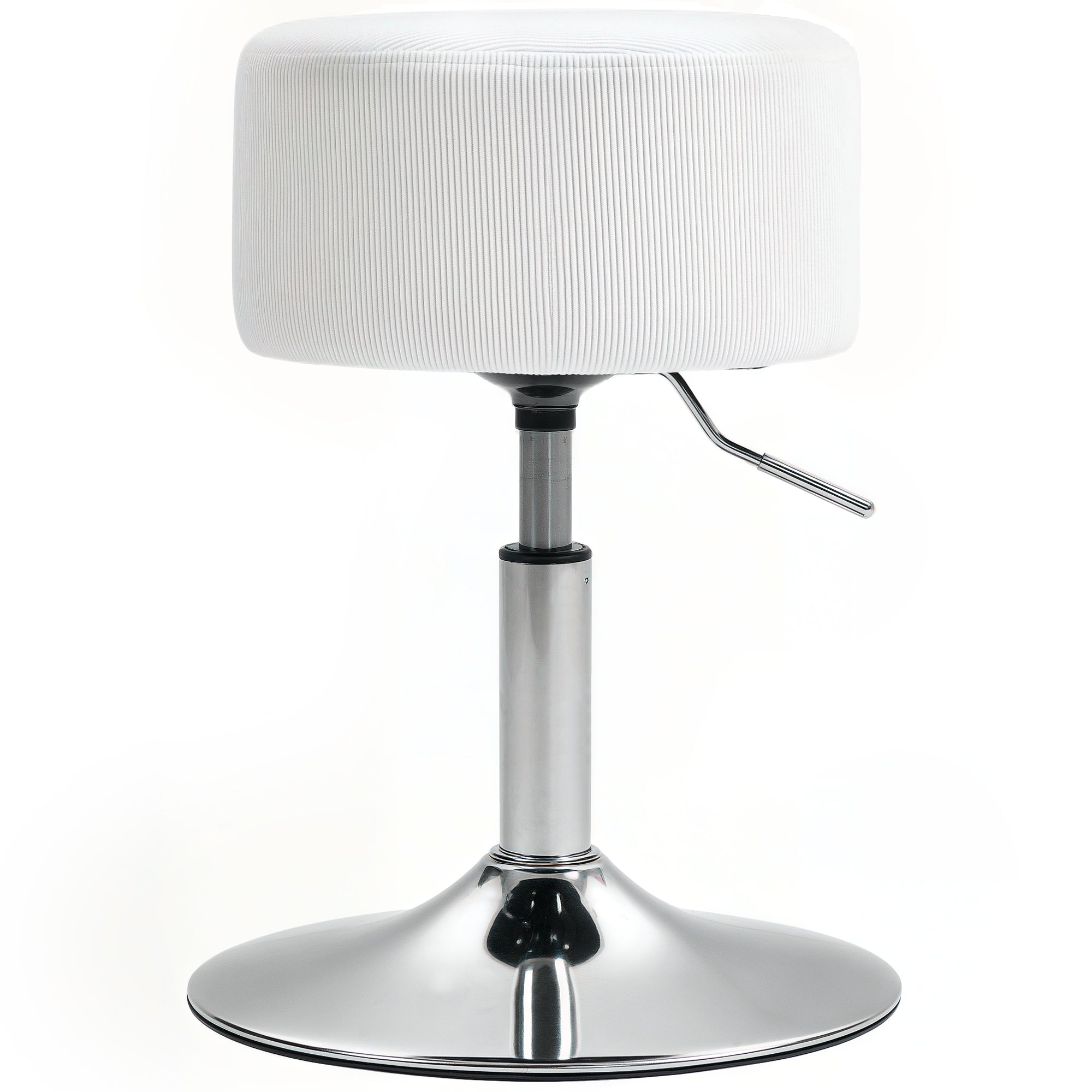 Bar Stool, Padded Bar Chair with Metal Frame, Cord Look, Height Adjustable Kitchen Stool with Footrest 360° Swivel Barstool for Kitchen, Living Room, Dining Room White
