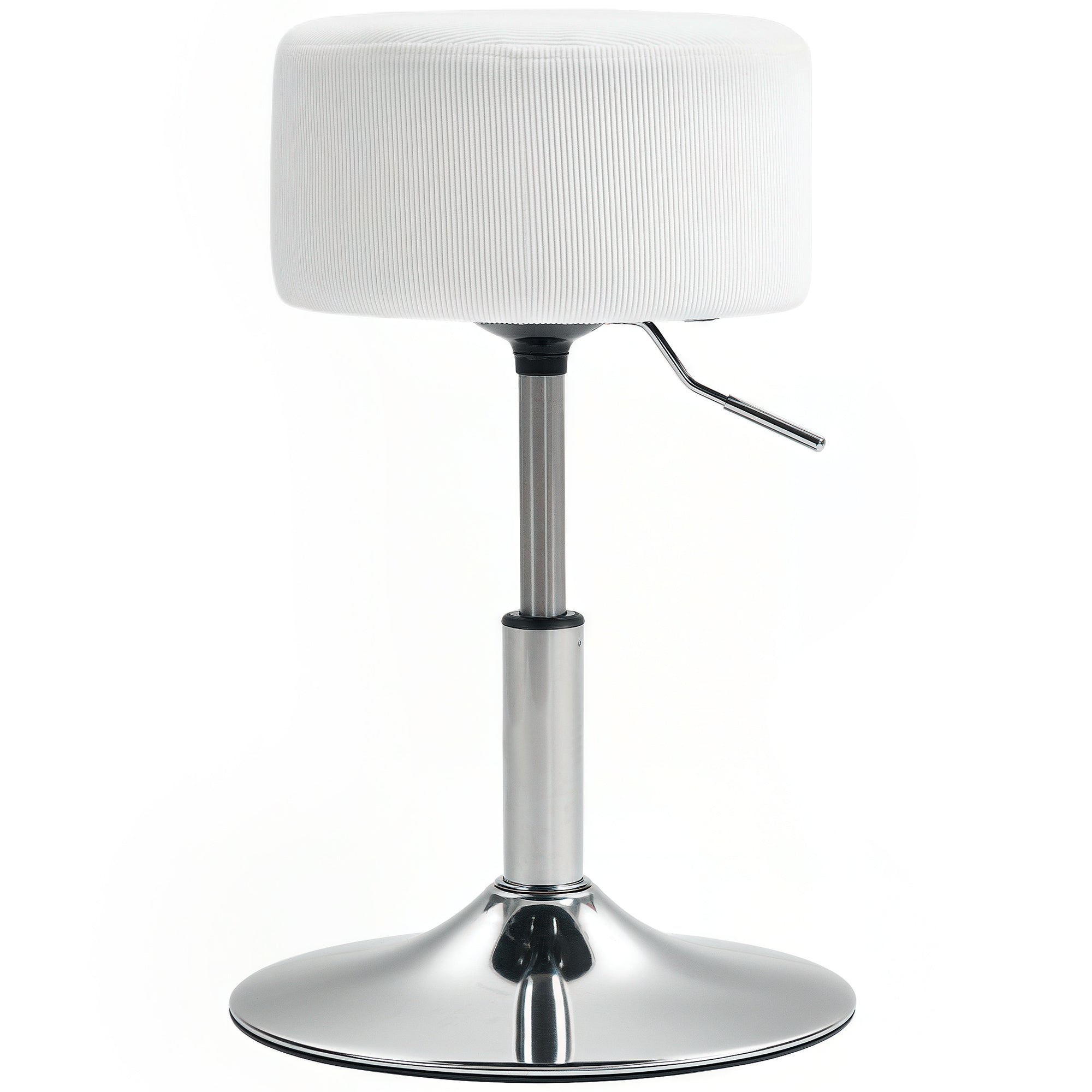 Bar Stool, Padded Bar Chair with Metal Frame, Cord Look, Height Adjustable Kitchen Stool with Footrest 360° Swivel Barstool for Kitchen, Living Room, Dining Room White