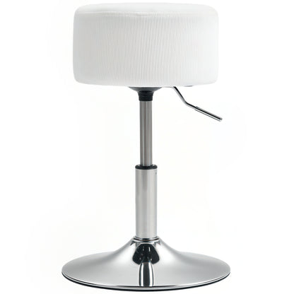 Bar Stool, Padded Bar Chair with Metal Frame, Cord Look, Height Adjustable Kitchen Stool with Footrest 360° Swivel Barstool for Kitchen, Living Room, Dining Room White