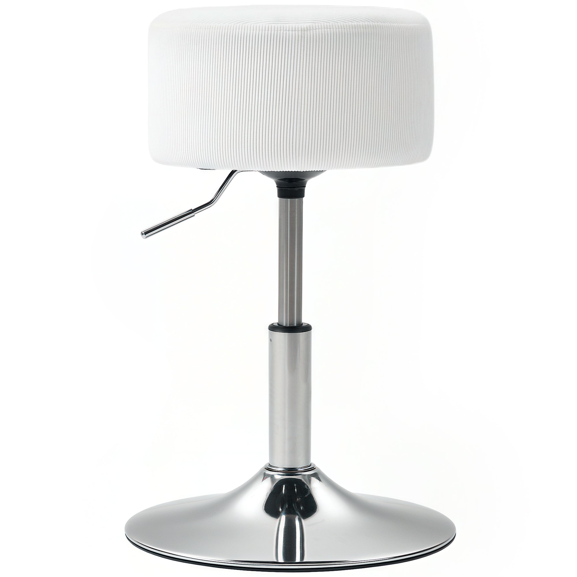 Bar Stool, Padded Bar Chair with Metal Frame, Cord Look, Height Adjustable Kitchen Stool with Footrest 360° Swivel Barstool for Kitchen, Living Room, Dining Room White