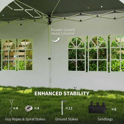 3 x 6 m Waterproof Pop-Up Gazebo — Adjustable Height, Pointed Roof, Drainage Vents, Removable Sidewalls, UPF30+ Sun Protection — Folding Party & Garden Tent, White