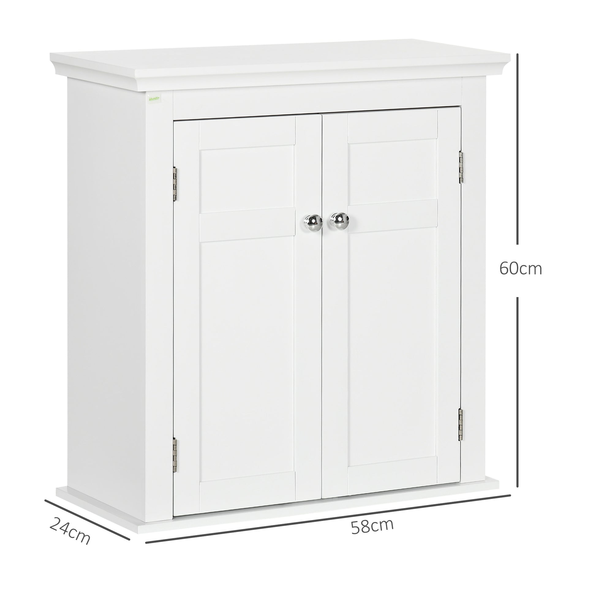Wall Mounted Bathroom Cabinet with Adjustable Shelves and Doors with Magnetic Closure Bathroom Wall Cabinet for Kitchen Dining 58x24x60 cm White