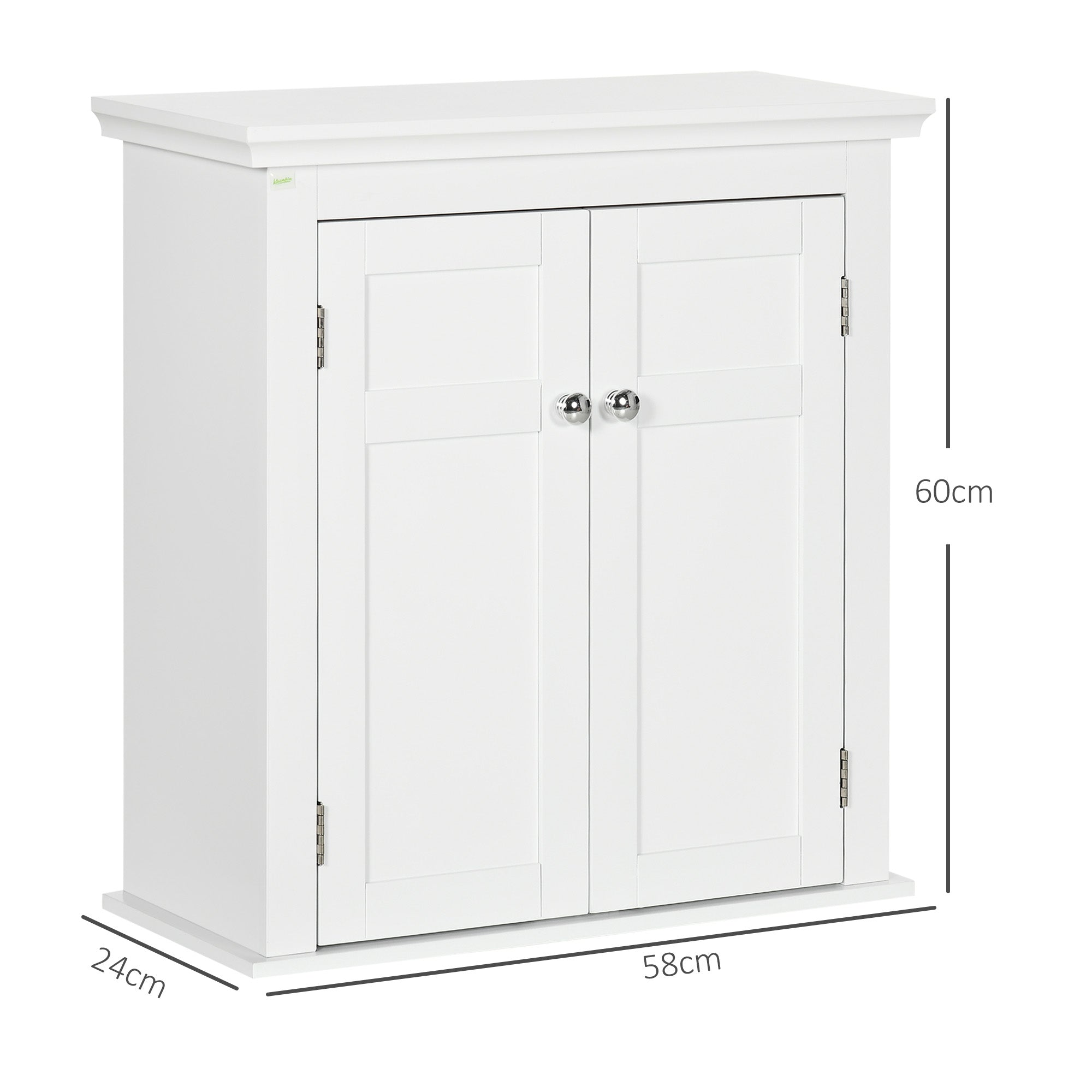 Wall Mounted Bathroom Cabinet with Adjustable Shelves and Doors with Magnetic Closure Bathroom Wall Cabinet for Kitchen Dining 58x24x60 cm White