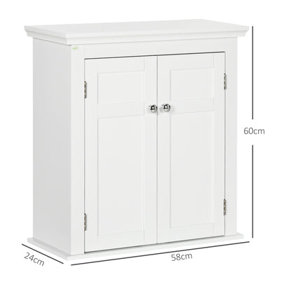 Wall Mounted Bathroom Cabinet with Adjustable Shelves and Doors with Magnetic Closure Bathroom Wall Cabinet for Kitchen Dining 58x24x60 cm White