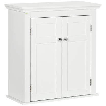 Wall Mounted Bathroom Cabinet with Adjustable Shelves and Doors with Magnetic Closure Bathroom Wall Cabinet for Kitchen Dining 58x24x60 cm White