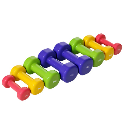 Set of 8 Hexagonal Dumbbells 44 lbs 4 Pairs 8.8 lbs 6.6 lbs 4.4 lbs 2.2 lbs Neoprene Coated Dumbbells with Non-Slip Grip Weights for Home Gym Exercise Training Multicolor