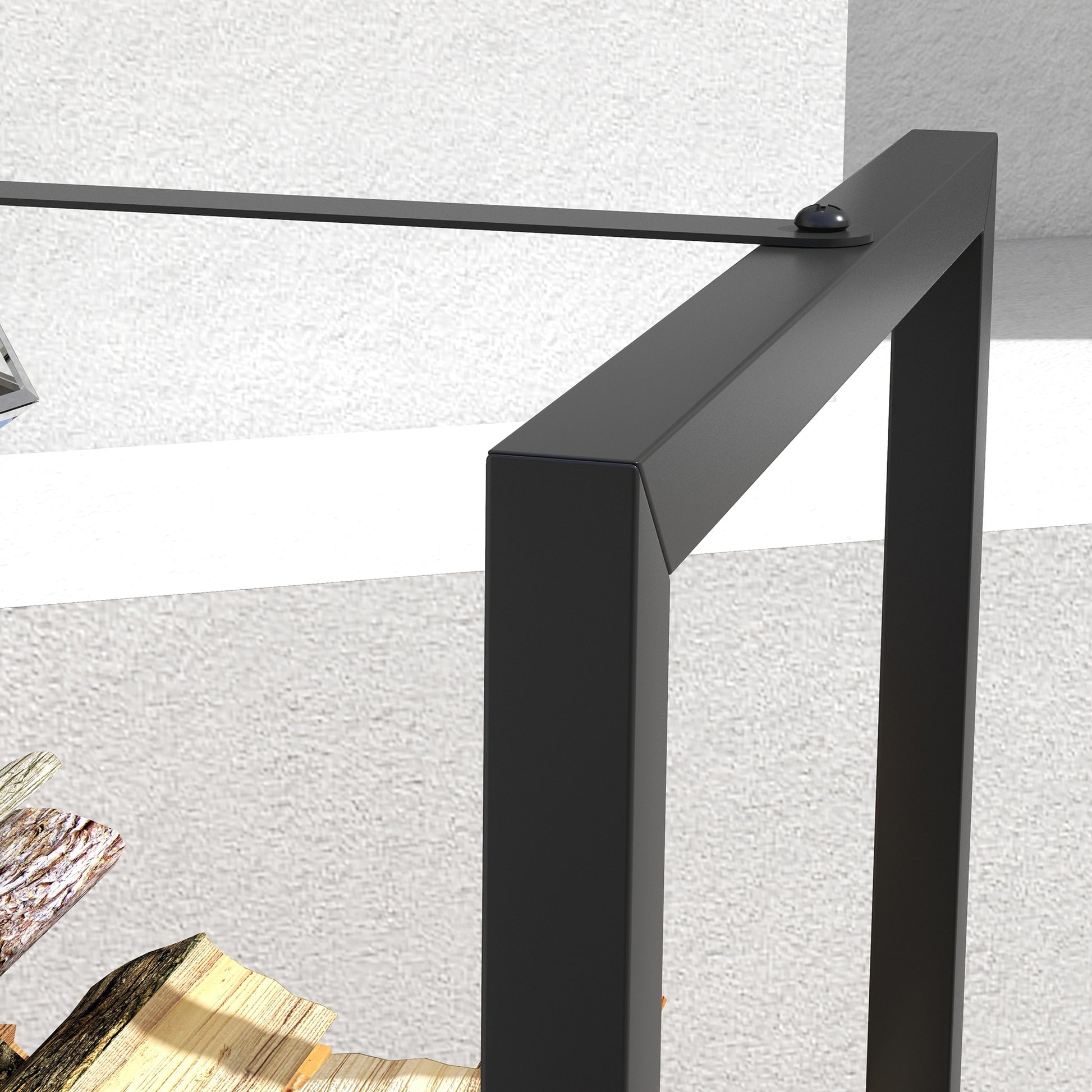 Outdoor and Indoor Steel Log Storage Rack, Modern Log Holder with Raised Base, 39x35x76cm, Black