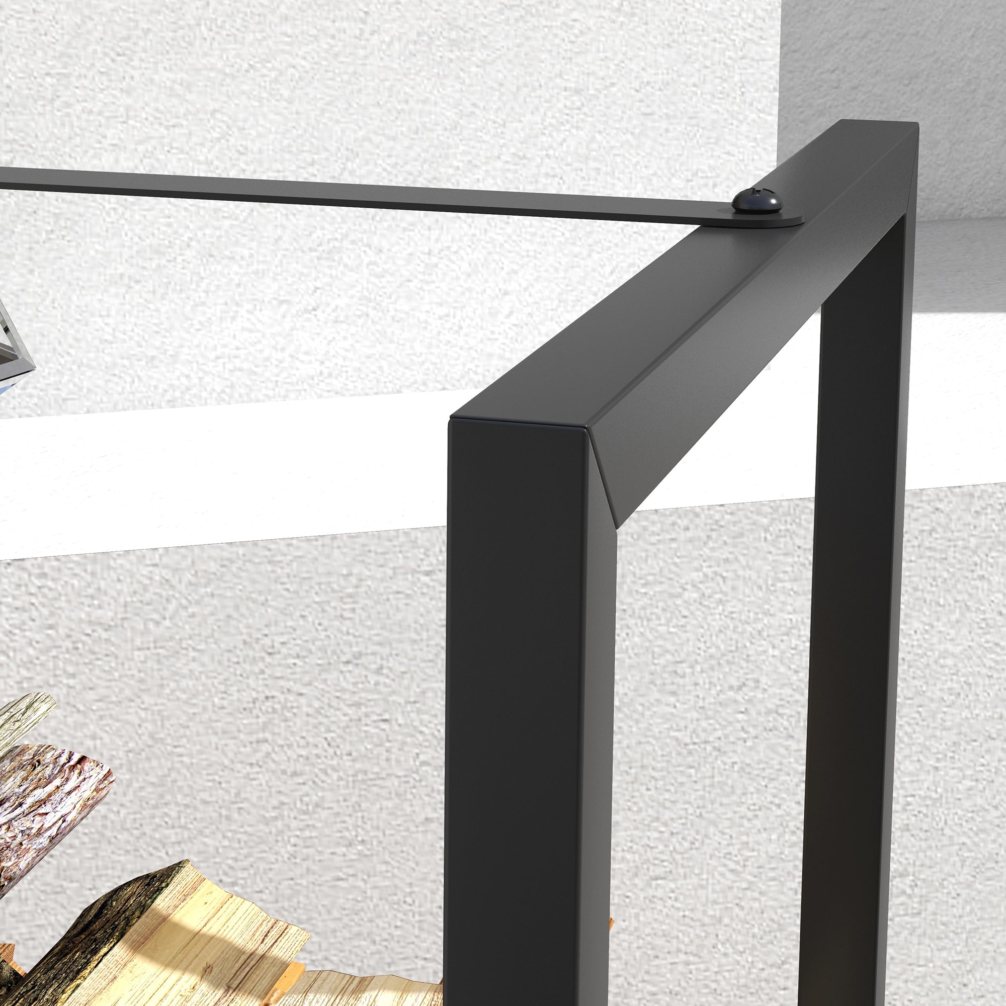 Outdoor and Indoor Steel Log Storage Rack, Modern Log Holder with Raised Base, 39x35x76cm, Black
