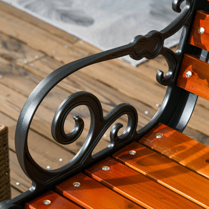 Garden Bench, Park Bench, Two-Person Bench with Armrests, for Garden, Balcony, Weatherproof, Wood, 120 x 64 x 79 cm, Teak