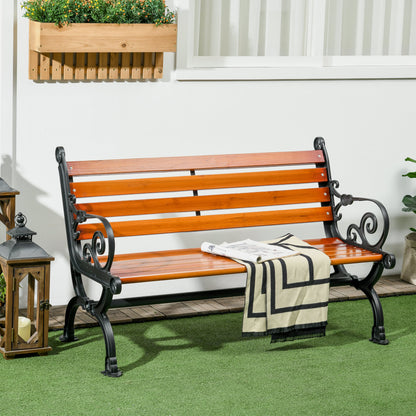 Garden Bench, Park Bench, Two-Person Bench with Armrests, for Garden, Balcony, Weatherproof, Wood, 120 x 64 x 79 cm, Teak