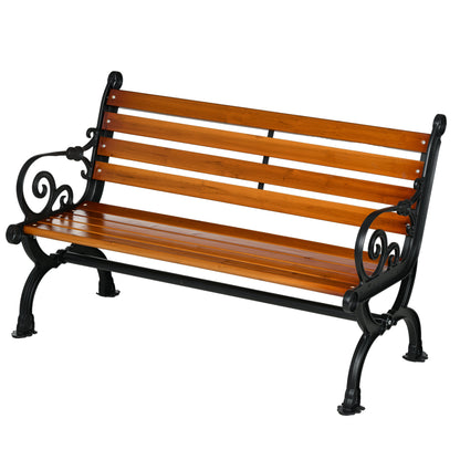 Garden Bench, Park Bench, Two-Person Bench with Armrests, for Garden, Balcony, Weatherproof, Wood, 120 x 64 x 79 cm, Teak