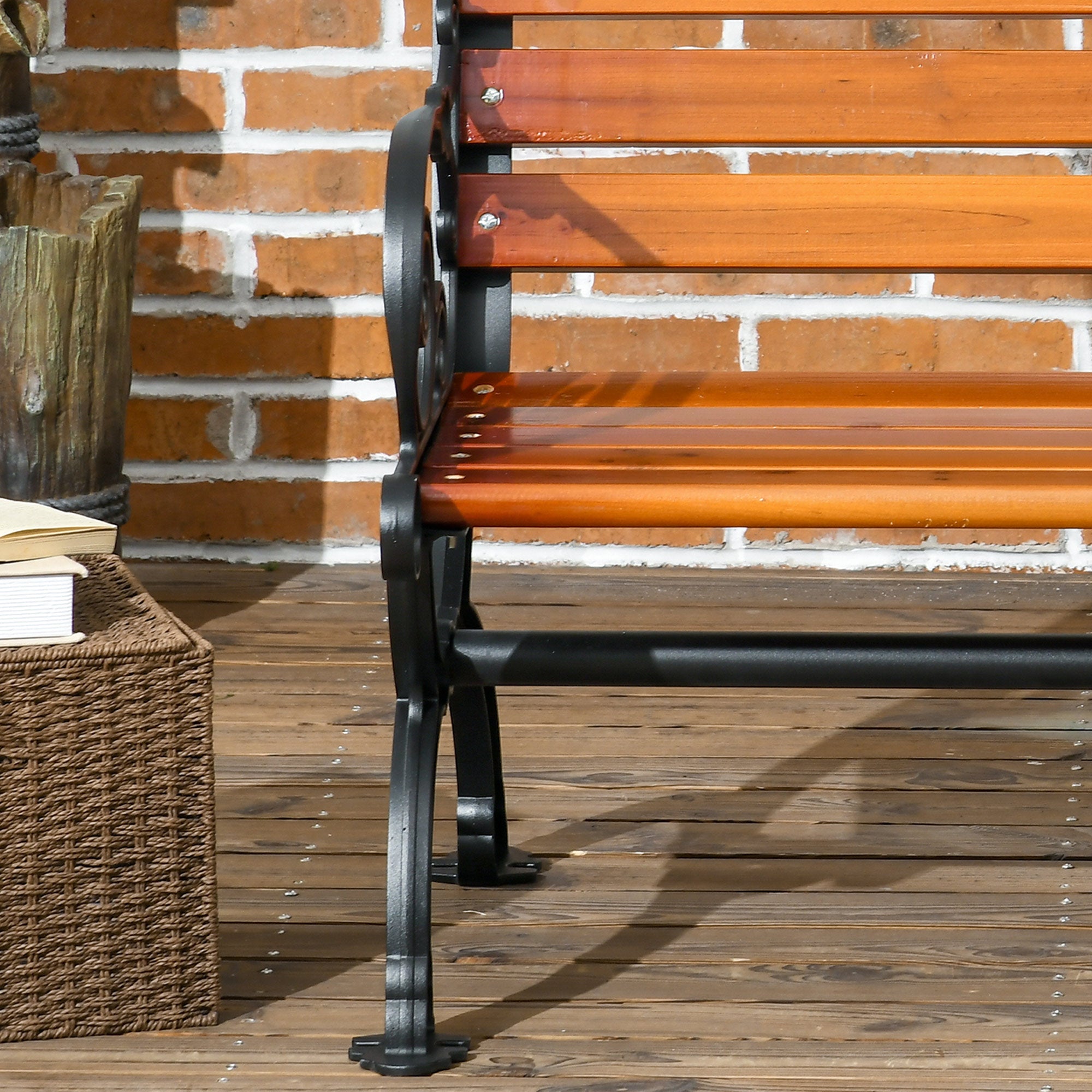 Garden Bench, Park Bench, Two-Person Bench with Armrests, for Garden, Balcony, Weatherproof, Wood, 120 x 64 x 79 cm, Teak