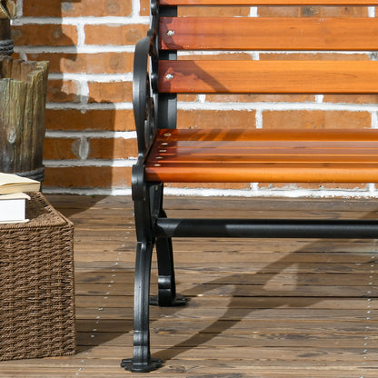 Garden Bench, Park Bench, Two-Person Bench with Armrests, for Garden, Balcony, Weatherproof, Wood, 120 x 64 x 79 cm, Teak