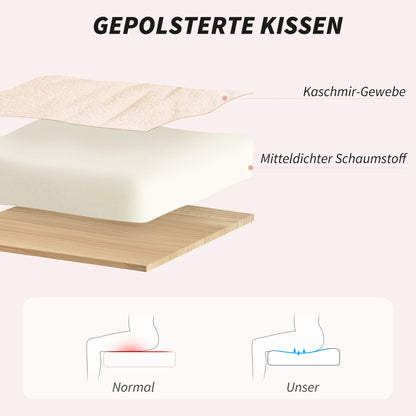 Ergonomic Office Chair with Armrest, Faux Lambswool Design, Height Adjustable Swivel Chair with Tilt Function, Padded Home Office Chair, Off-white