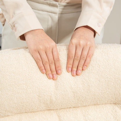 Ergonomic Office Chair with Armrest, Faux Lambswool Design, Height Adjustable Swivel Chair with Tilt Function, Padded Home Office Chair, Off-white