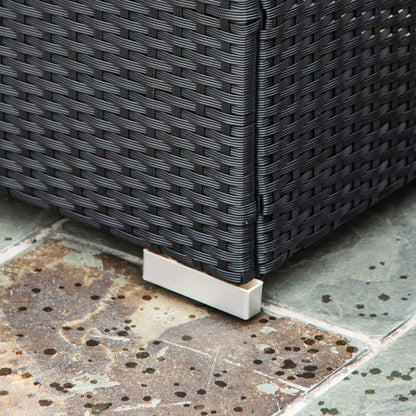 4-Piece PE Rattan and Metal Garden Set with 2-Seat Sofa, 2 Armchairs, and Coffee Table, Black