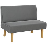 2 Seater Sofa, Couch with Cord Look, Wooden Legs, Padded Couch, Double Sofa for Bedroom, Living Room, 110 x 62 x 85 cm, Gray