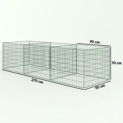 Composter 1680 Liters, 106.3" x 35.4" x 27.6" 3-Part Fast Composter made of Steel, Weatherproof Thermocomposter with open grid design, Garden Composter, Compost Bin for Gardens, Kitchens, Balconies