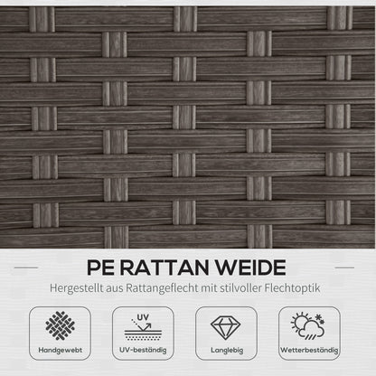 10-Piece Garden Furniture Set, Poly Rattan Seating Group for Garden and Terrace, Modular Design, with Seat and Back Cushions, Throw Pillows, Rust-Resistant Metal Frame, Dark Grey