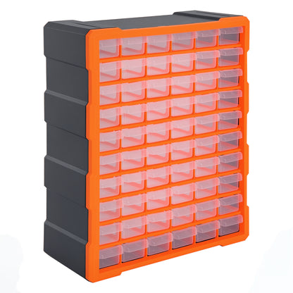 Small Parts Organizer Storage Box 60 Compartments Orange W38 x D16 x H47.5 cm