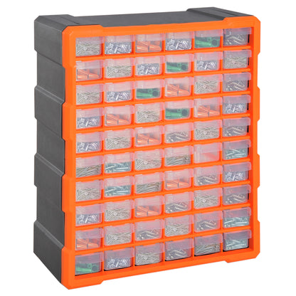 Small Parts Organizer Storage Box 60 Compartments Orange W38 x D16 x H47.5 cm