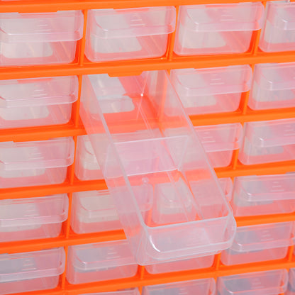 Small Parts Organizer Storage Box 60 Compartments Orange W38 x D16 x H47.5 cm