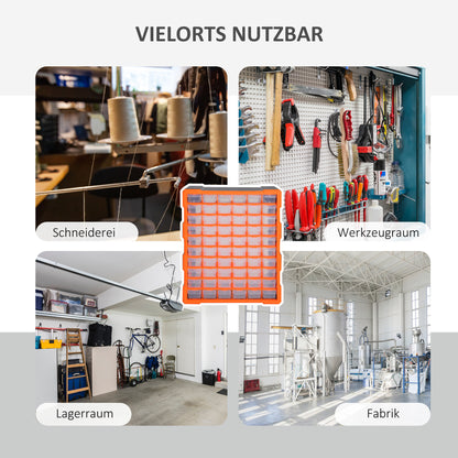 Small Parts Organizer Storage Box 60 Compartments Orange W38 x D16 x H47.5 cm